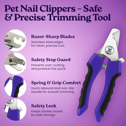 Cat Grooming Kit 6 in 1, Include: Nail Clipper, Brush for Shedding, Wand Toy, Interactive Ball Toy, Bath Brush, Ear Cleaner Finger Wipes (30Ct.), Cat Grooming Supplies, Kitten Supplies