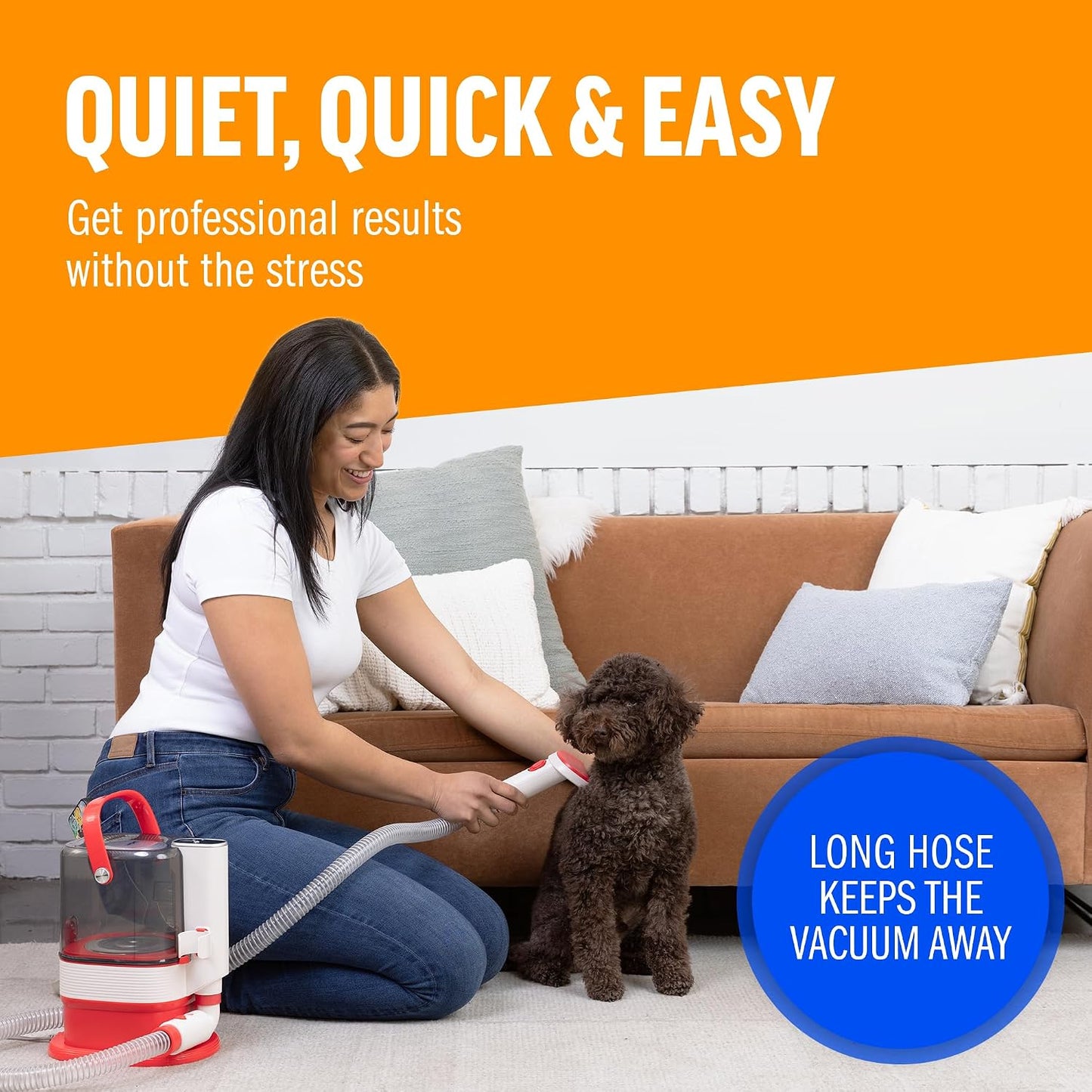Dog Vacuum for Shedding Grooming – Dog Grooming Kit with Dog Brush Vacuum Attachment, Pet Hair Clipper with Guards, Large-Capacity Bin