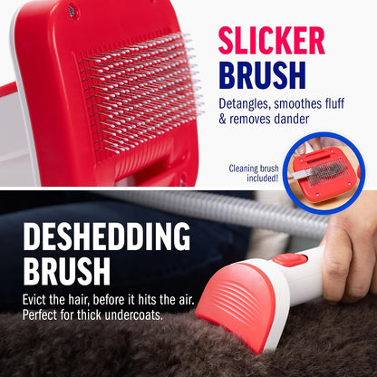 Dog Vacuum for Shedding Grooming – Dog Grooming Kit with Dog Brush Vacuum Attachment, Pet Hair Clipper with Guards, Large-Capacity Bin
