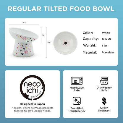 Necoichi Ceramic Raised Cat Food Bowl, 15° Tilted (Sakura, Regular Tilted)