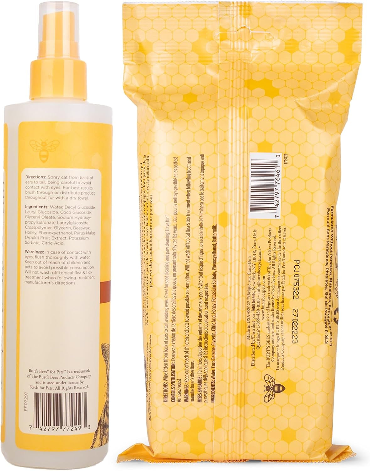 Cats Grooming Bundle: Waterless Cat Shampoo with Apple & Honey, 10Oz and Kitten Wipes with Buttermilk, 50Ct, Naturally Derived Ingredients