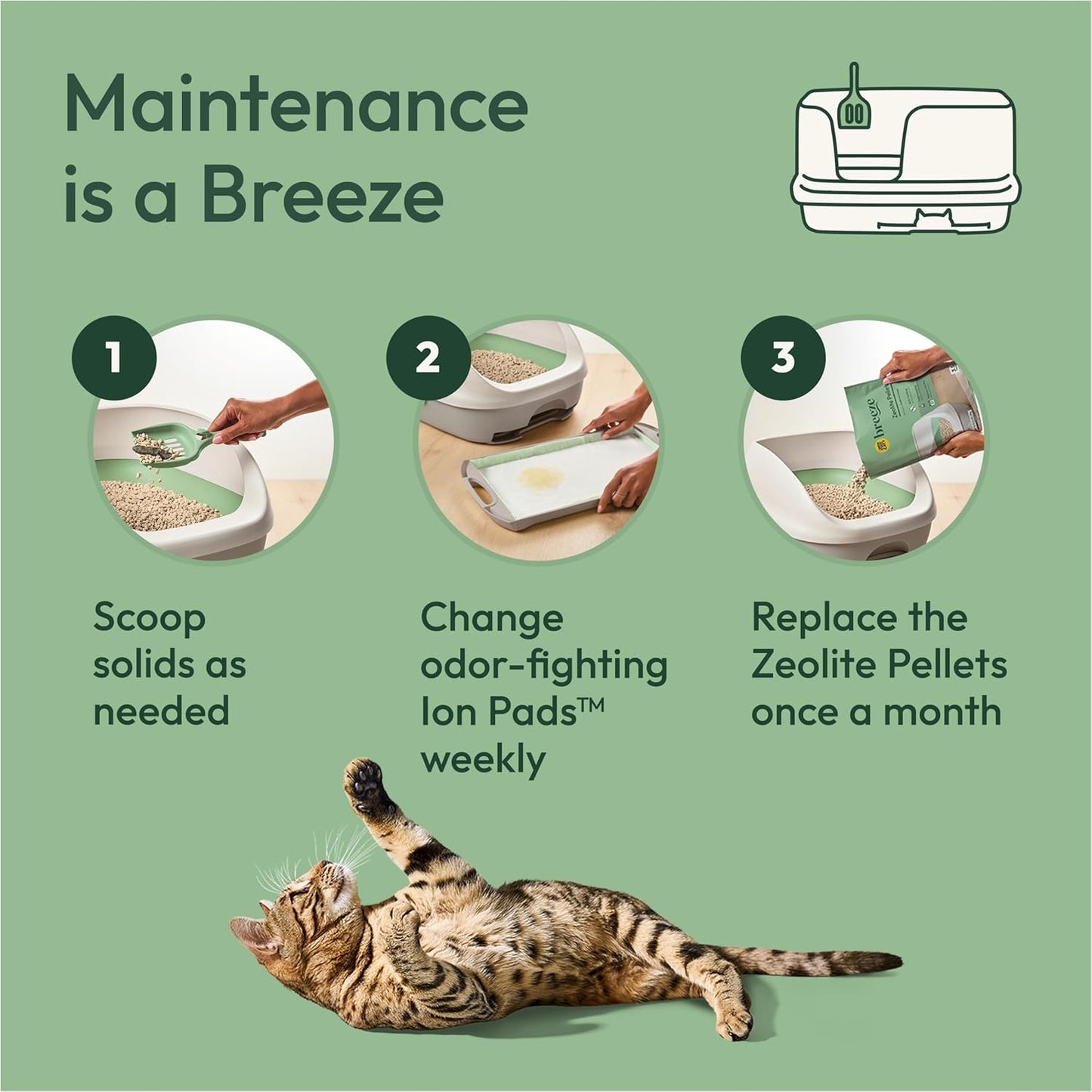 Breeze Litter Box System Kit with Pellet Cat Litter, XL Litter Box and Litter Box Pads
