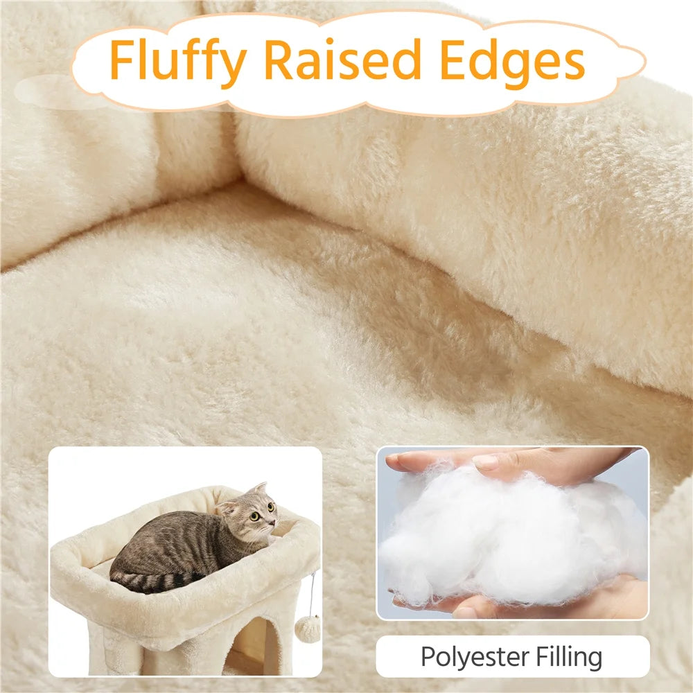 23In 2-Level Cat Tree Condo with Scratch Posts, Beige