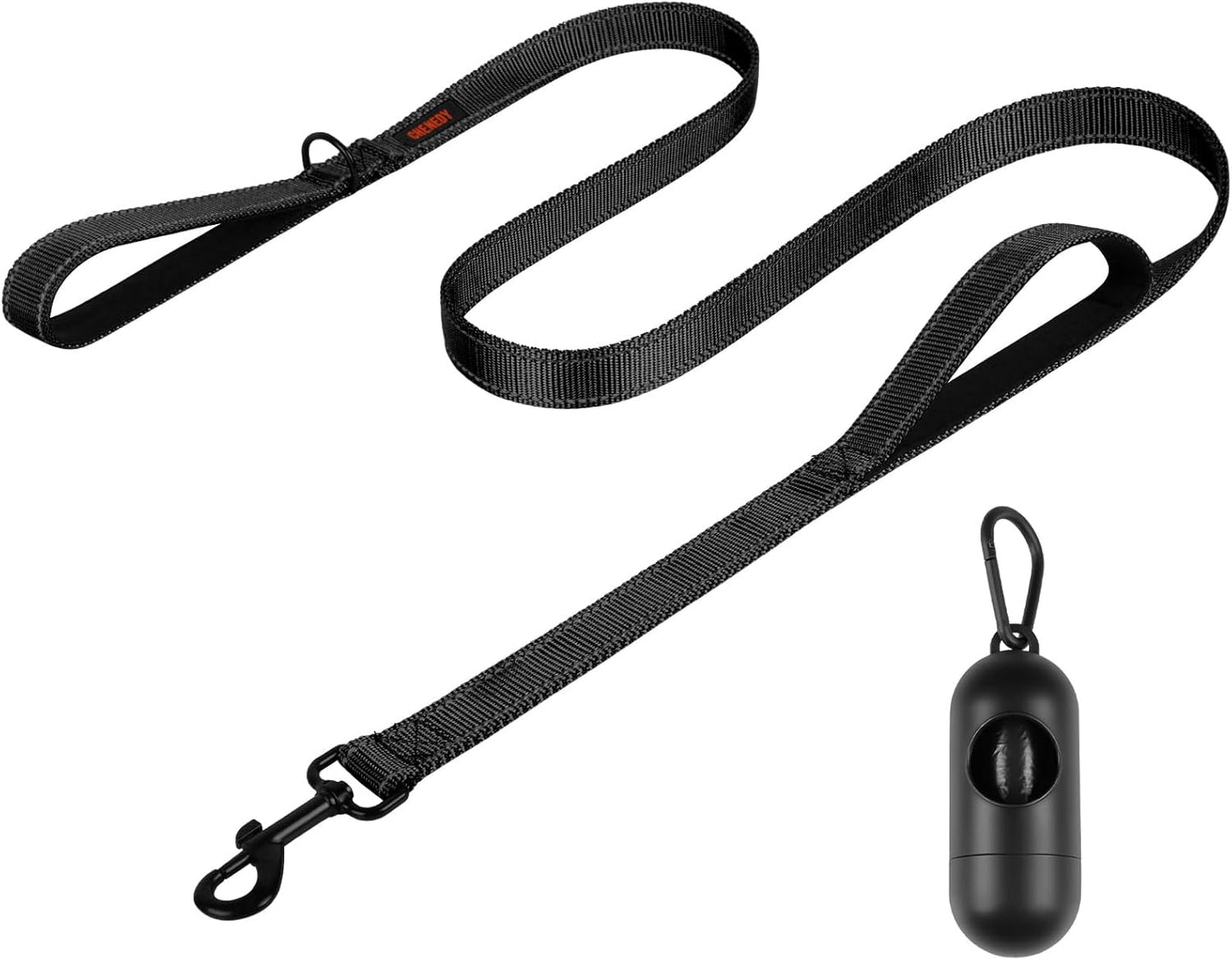 Heavy Duty Double Handle Leash - Reflective Training Lead for Large Breed Dogs (6Ft-Black)