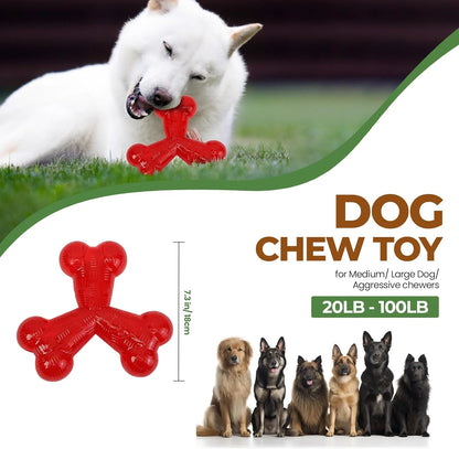 Play Strong Trident Bone Rubber Dog Toy, Y Shape, Long Lasting Dog Chew for Aggressive Chewers, Hollow Center to Hide Treats, 6"