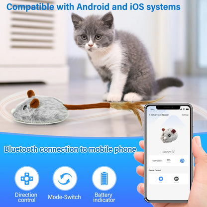 Remote Control Mouse Cat Toy Bluetooth App Control Rechargeable Mouse Toys for Cats Purple