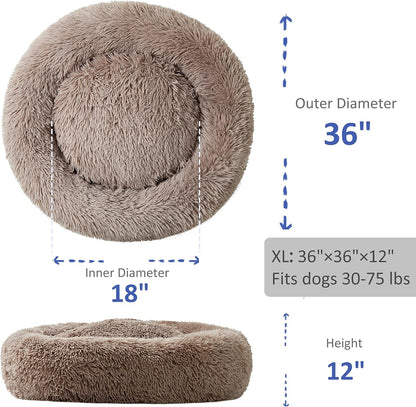 Washable Dog round Bed - Xlarge Donut Dog Bed, Comfy Calming Cuddler