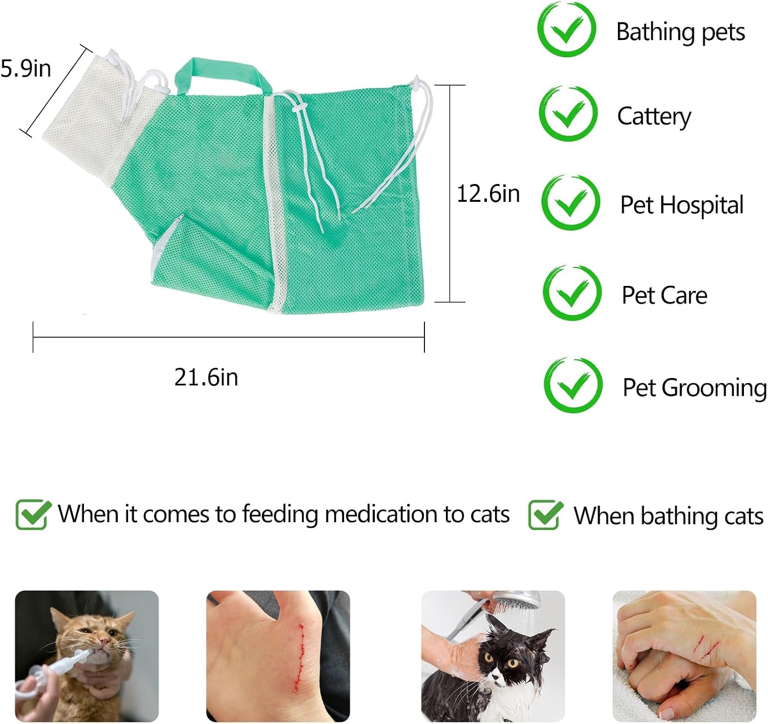 4 Pcs Anti-Scratch Silicone Cat Shoes and Cat Grooming Mesh Bag, Cat Claw Covers, Adjustable Multifunctional Anti-Bite Shower Net Bag for Nail Trimming Bathing Home Pet Hospital Barbering