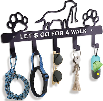 Dog Leash Holder for Wall – Dog Leash Hooks, Leash Holder, Dog Hooks, Decorative Dog Leash Organizer​ W/ 5 Hooks, Hooks for Hanging Dog Leashes, Dog Leash Hanger Organizer, Wall Mount Dog Leash Rack