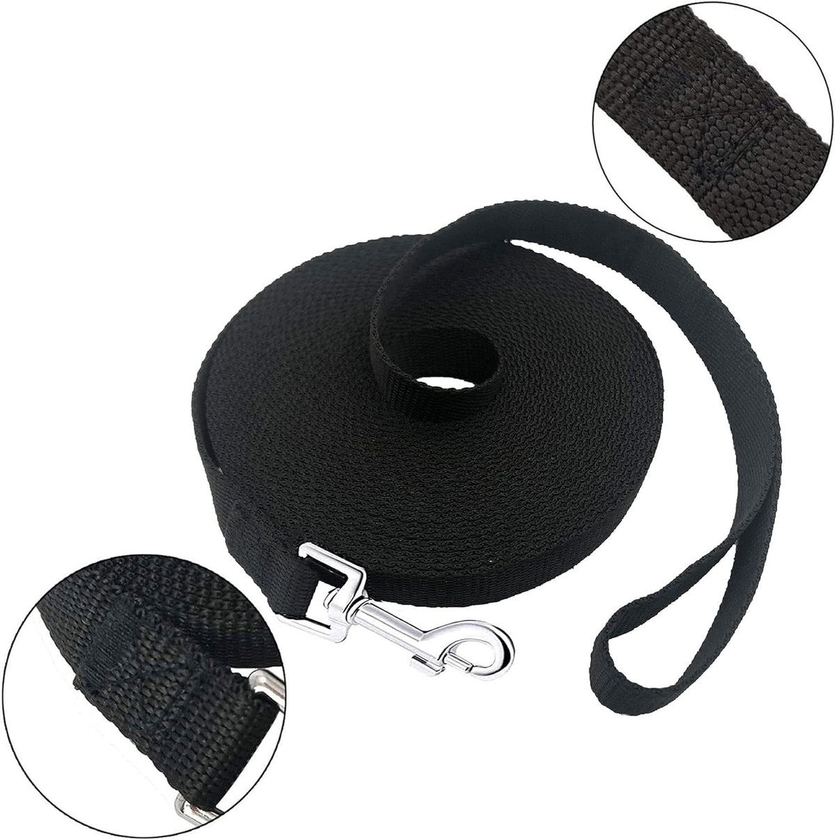 15Ft 20Ft 30Ft 40Ft 50Ft Long Dog/Puppy Lead Obedience Recall Training Dog Leashes for Small Medium Dogs Camping, Training, Play, or Backyard (50 FT, Black)
