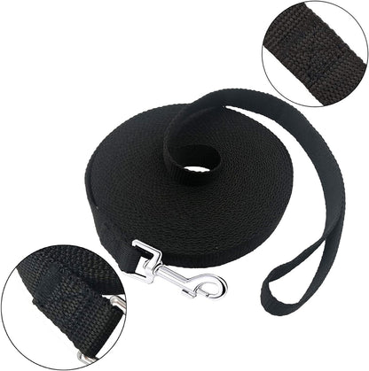 15Ft 20Ft 30Ft 40Ft 50Ft Long Dog/Puppy Lead Obedience Recall Training Dog Leashes for Small Medium Dogs Camping, Training, Play, or Backyard (50 FT, Black)