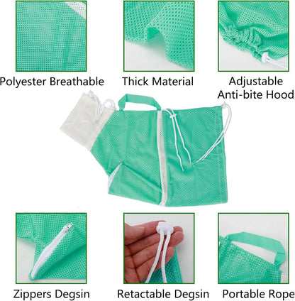4 Pcs Anti-Scratch Silicone Cat Shoes and Cat Grooming Mesh Bag, Cat Claw Covers, Adjustable Multifunctional Anti-Bite Shower Net Bag for Nail Trimming Bathing Home Pet Hospital Barbering