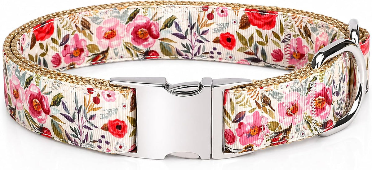 Pet Supplies, (Summer Blooms) Cat Collar, Dog Collar, Cat Leash, Dog Leash, Small Dog Collar, Medium Dog Collar, Large Dog Collar (Pet Collar, L)