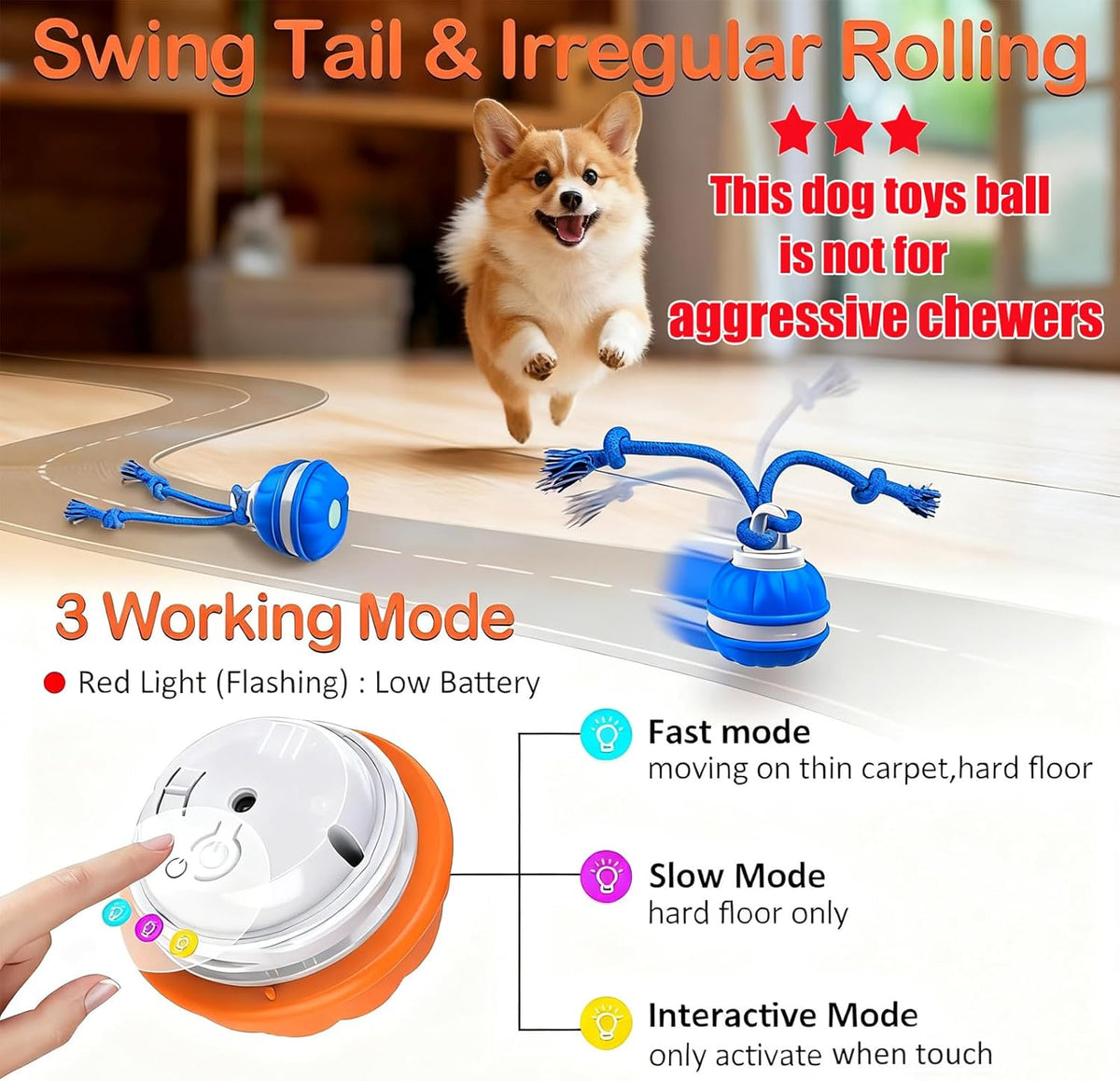 P06 Smart Interactive Dog Toys Dog Balls with Rope for Small Medium Dogs