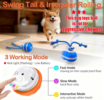 P06 Interactive Dog Toys Dog Balls, Electric Automatic Moving and Rolling Dog Toy with Rope for Small Medium Dogs, Fun Smart Puppy Toy S for Boredom & Training, Dog Toys to Keep Them Busy (Orange)