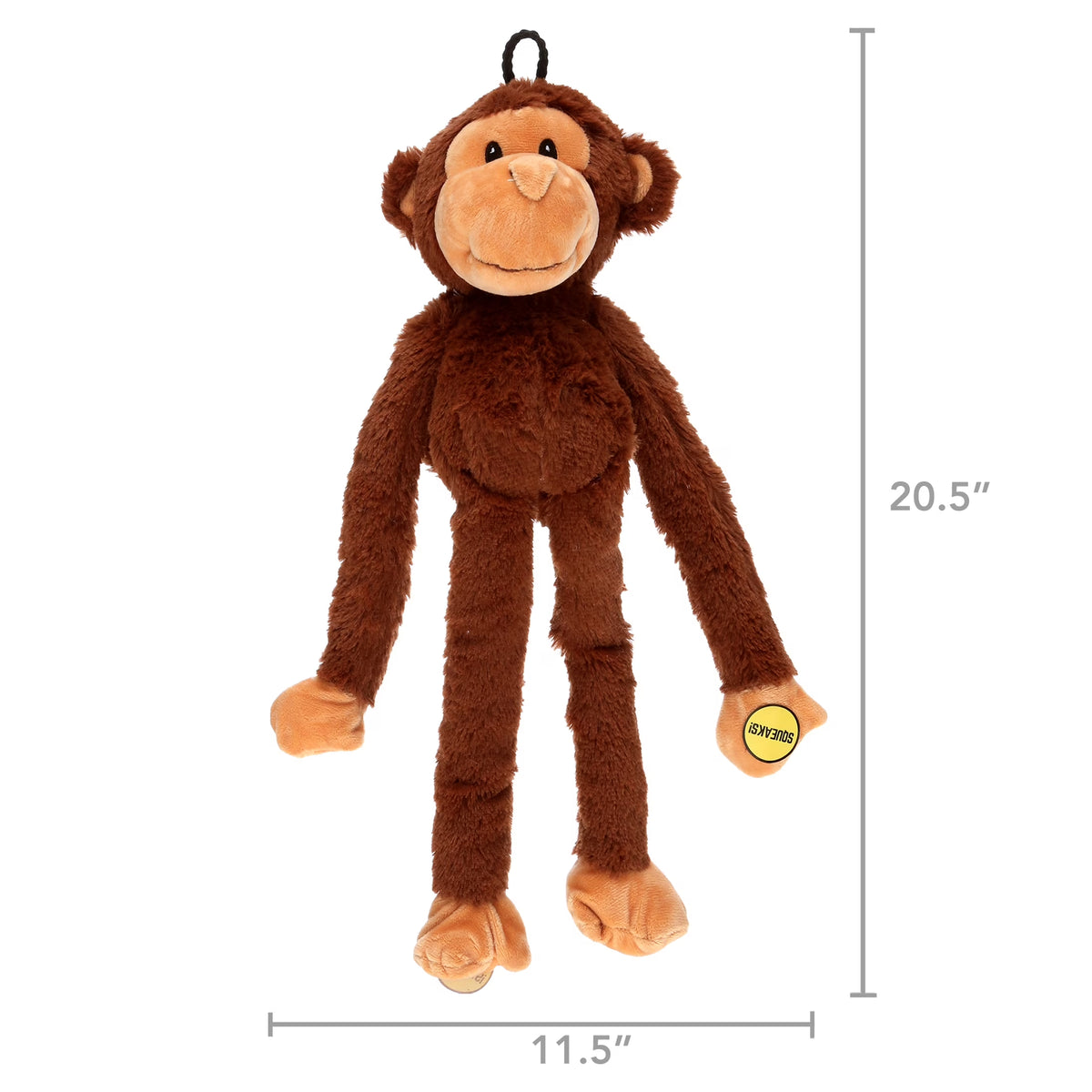 Swingin' Safari Plush Monkey Dog Toy with Squeakers, 19 Inches