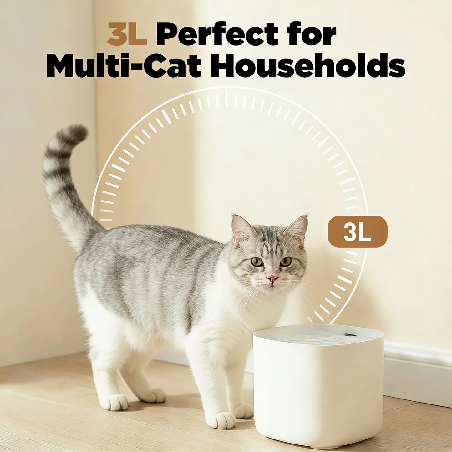Cat Water Fountain,101Oz/3L Cat Fountain for Drinking Automatic Cat Water Dispenser Bowl for Pets& Small Animals