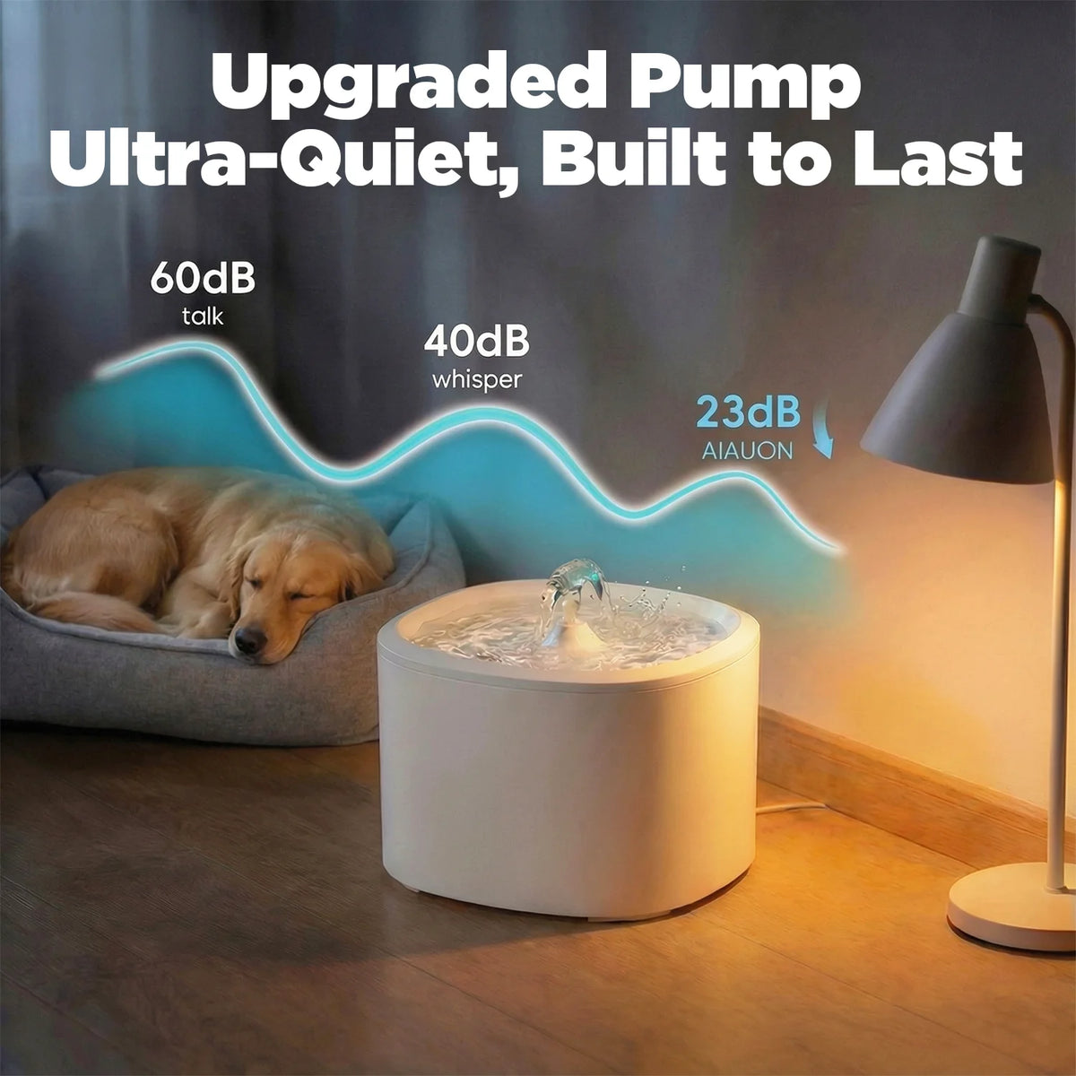 Cat Water Fountain,101Oz/3L Cat Fountain for Drinking Automatic Cat Water Dispenser Bowl for Pets& Small Animals