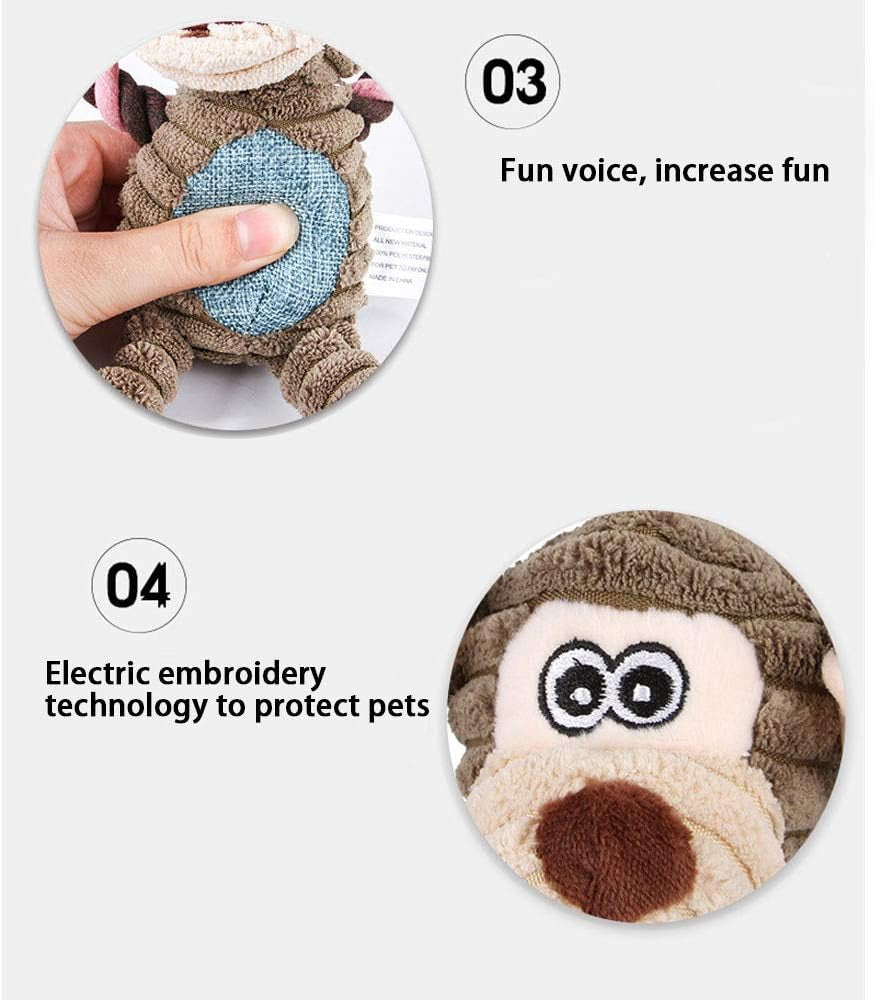 Durable Monkey Dog Toy, Plush Squeaky Stuffed Dog Toy with Rope, Interactive Chew Toy for Teething Puppies and Small, Medium & Large Dogs