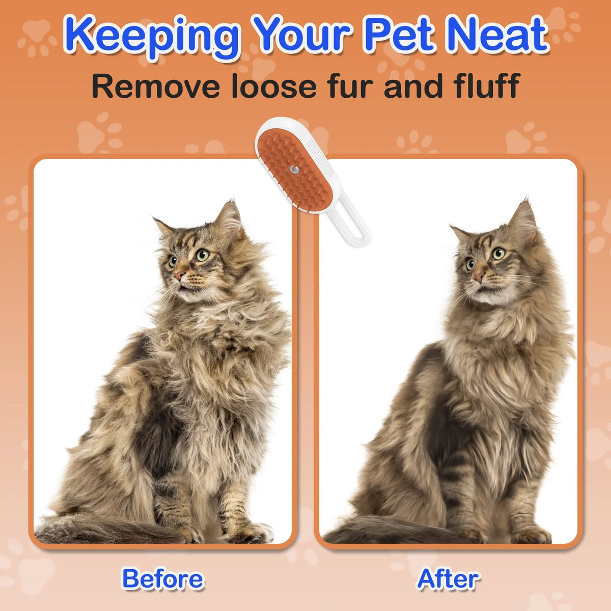 Cat Steam Brush for Shedding Spray Comb Brushes for Indoor Cat Pet Grooming Supplies for All Long-Haired and Short-Haired Pets Spritz Defur Comb for Cat Misting Cat Brush，White