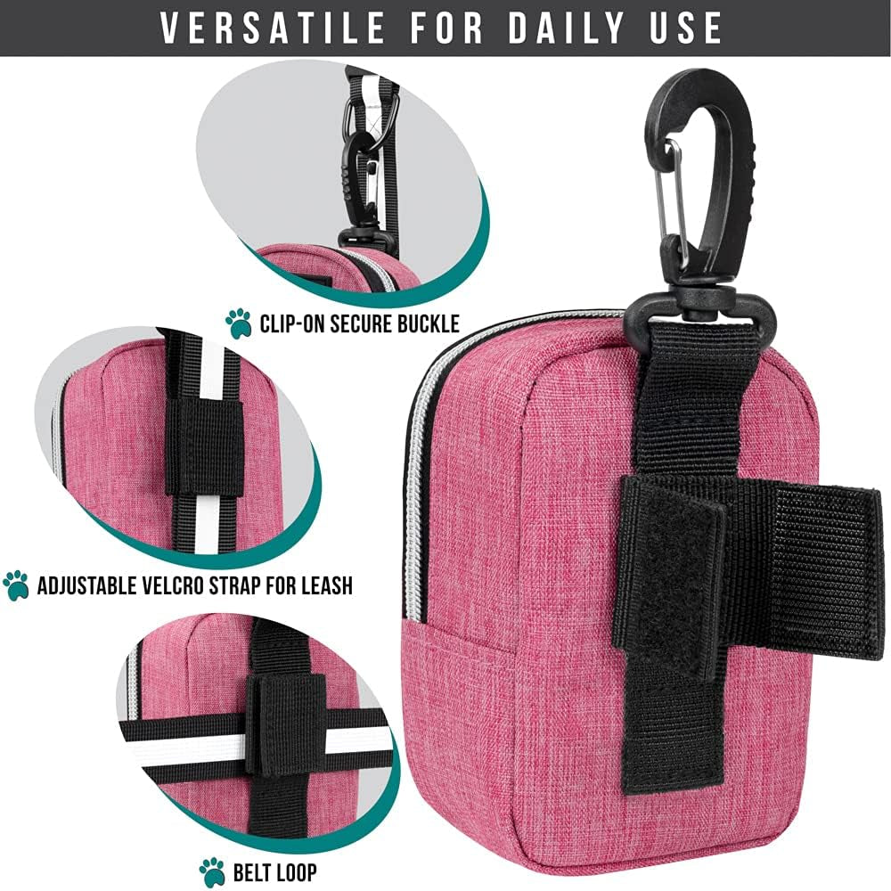 Dog Poop Bag Holder for Leash, Waste Bag Dispenser Pet Pouch, Pink