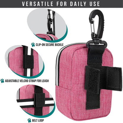 Dog Poop Bag Holder for Leash, Waste Bag Dispenser Pet Pouch, Pink