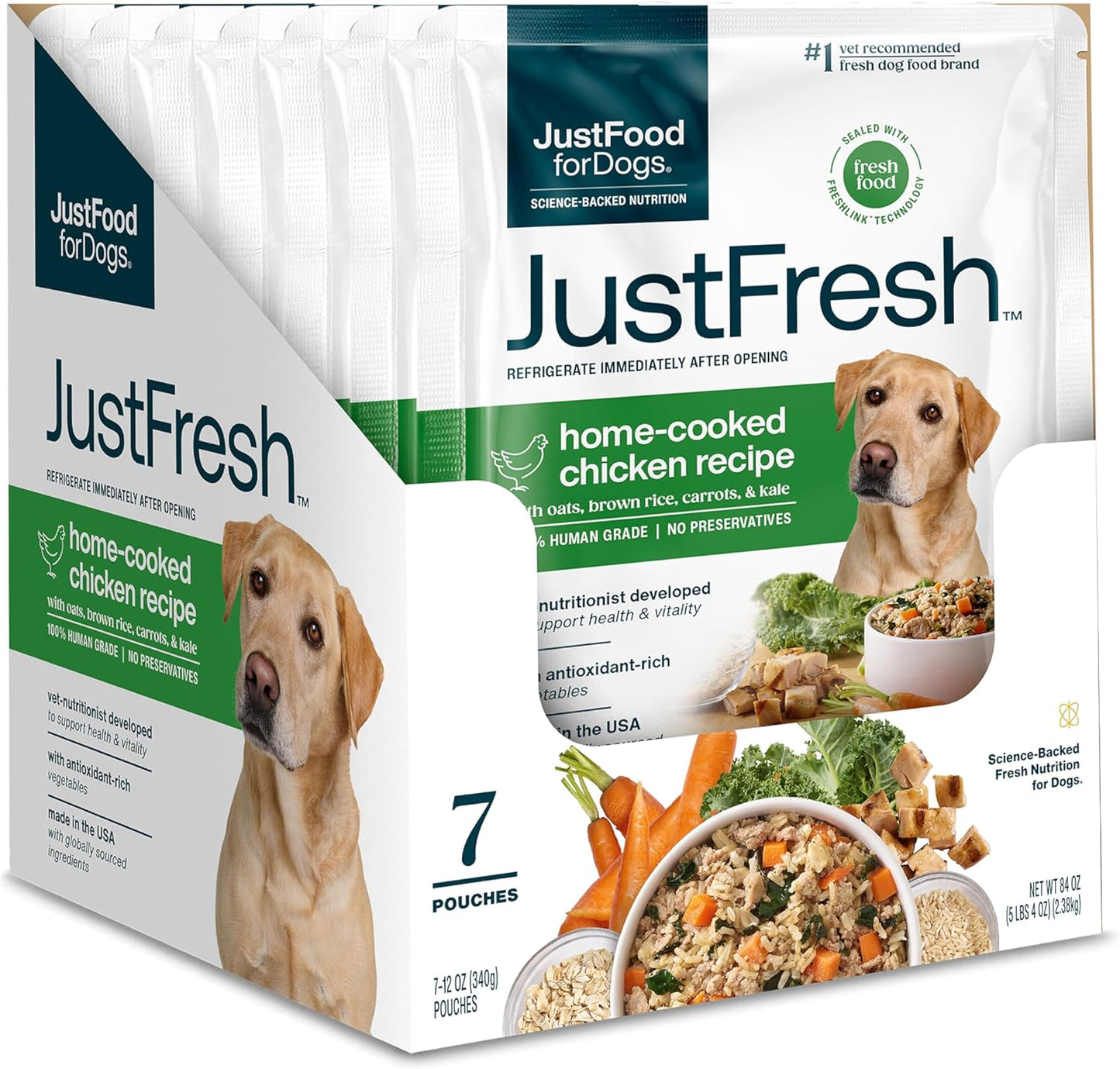 Justfresh Fresh Wet Dog Food or Topper - Chicken, 7 Pack