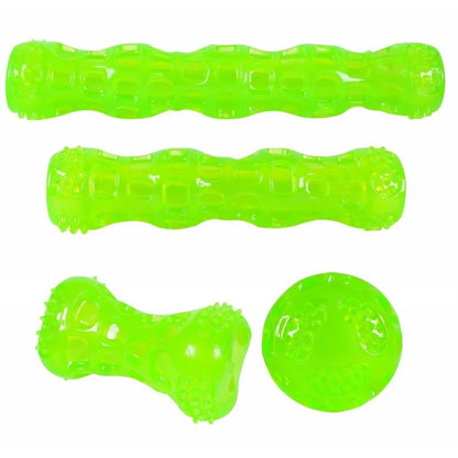 Dura-Squeaks Durable Non-Toxic TPR Bouncing Super Squeaky Dog Toy, Stick, Green