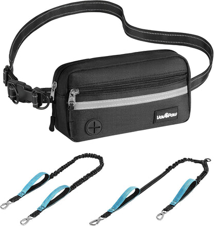 Hands Free Dog Leash for 2 Dogs with Pouch, Dog Walking, 25-120 Lbs