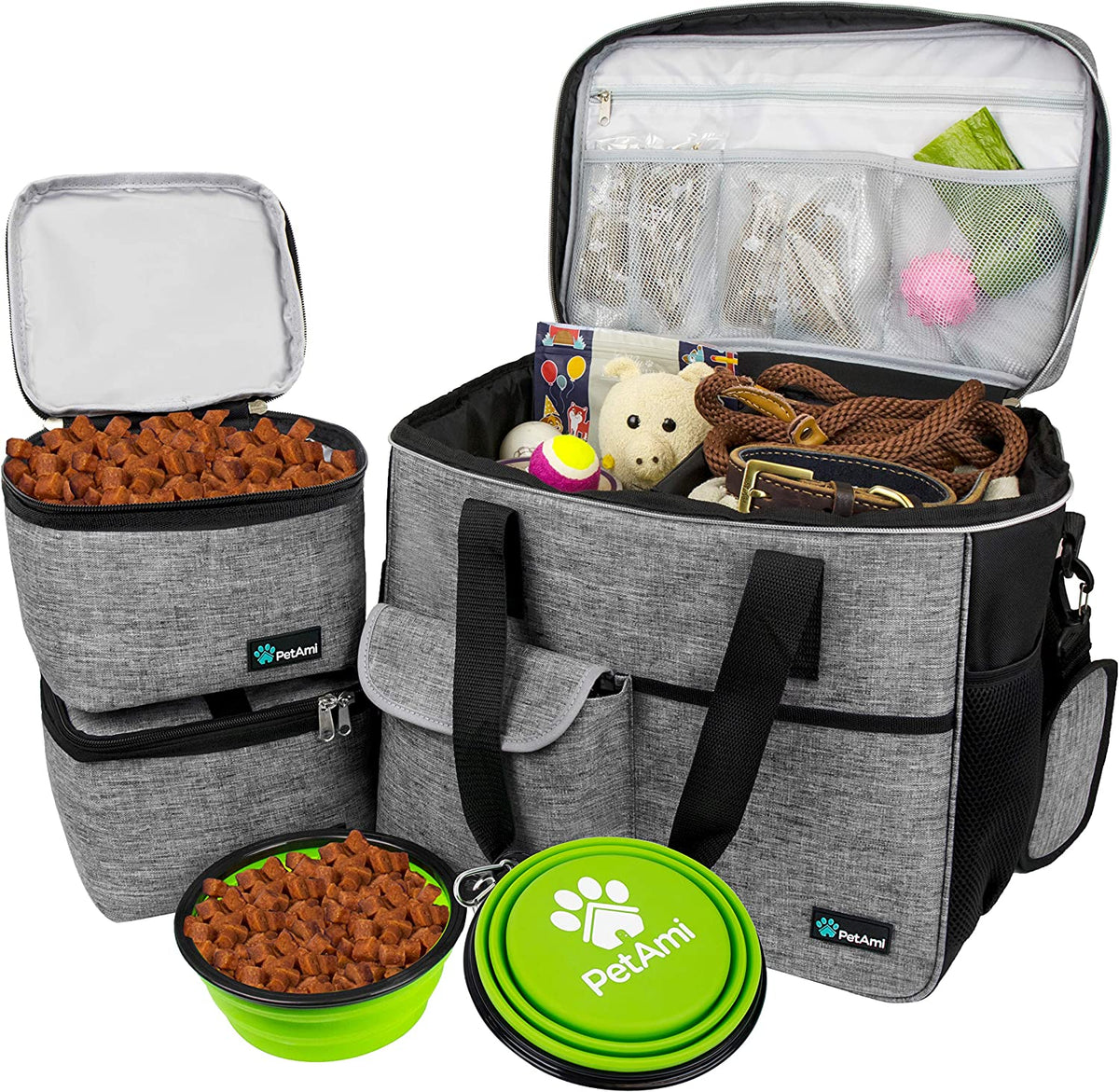 Dog Travel Bag Organizer, Pet Supplies Tote Diaper Bag, Gray Large