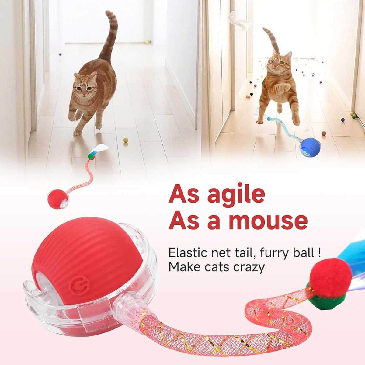 Speed 2.0 Tail Interactive Cat Toys for Indoor Cats, Moving Cat Toy