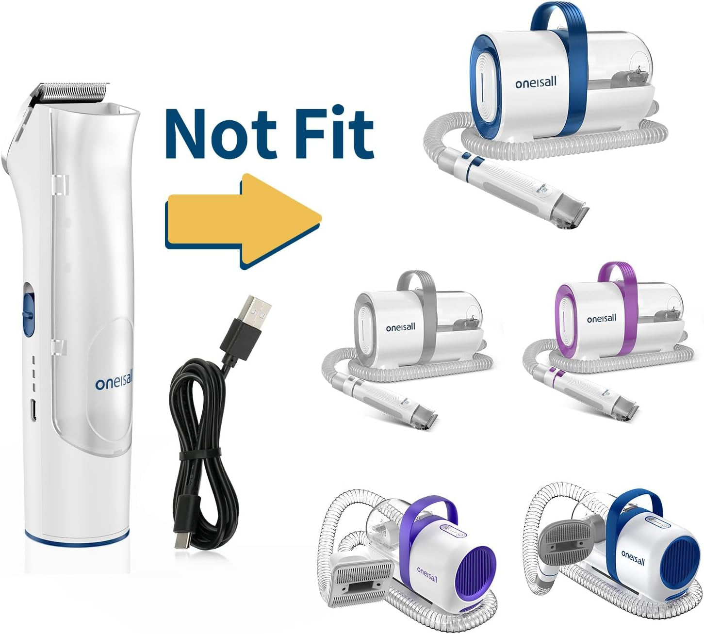 Replacement Main Clipper + USB Charger for BM1 Dog Grooming Vacuum Blow Dryer and Clippers