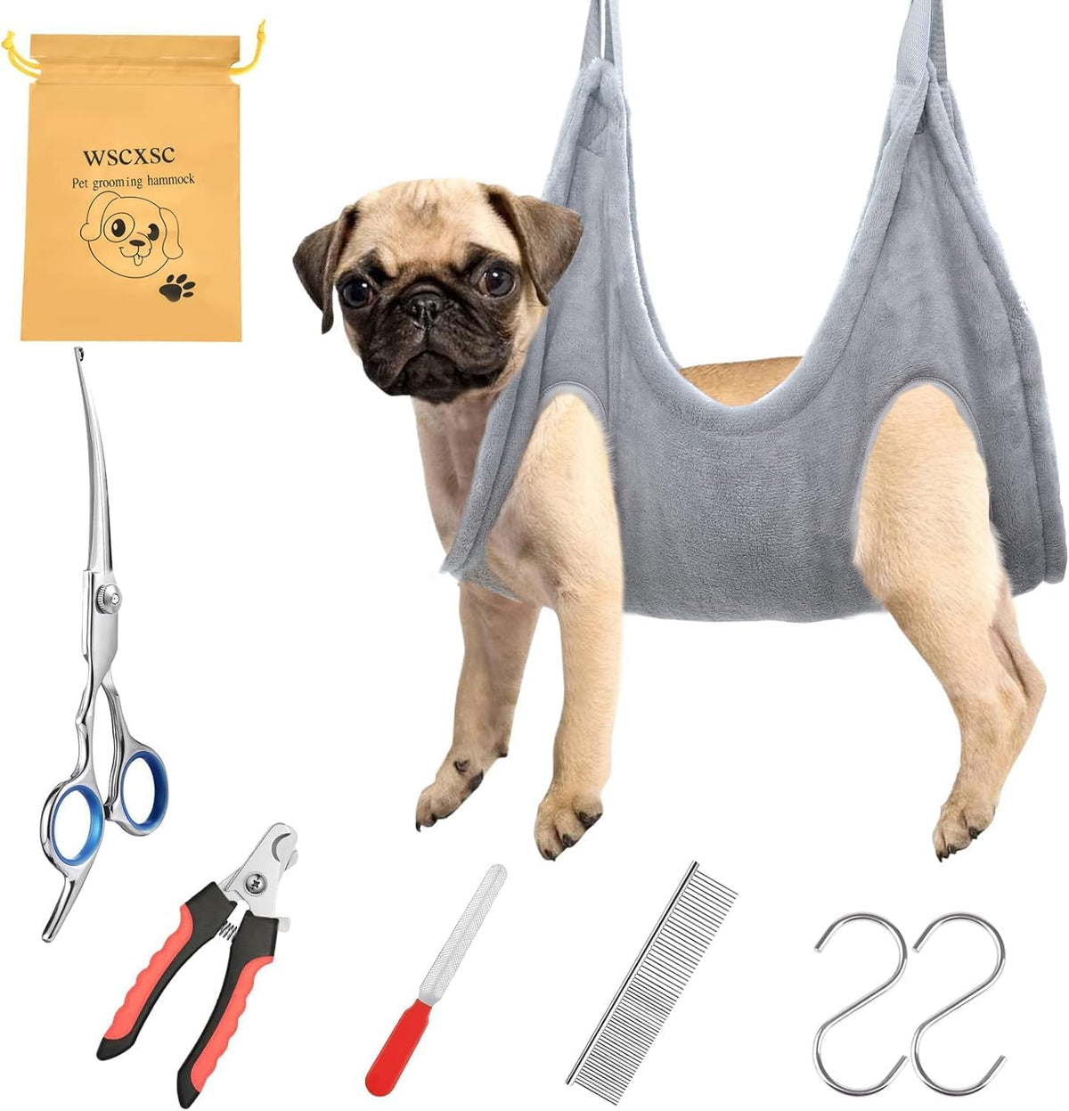 Dog Grooming Kit, Dog Grooming Supplies, Dog Grooming Hammock, Dog Grooming Harness, Dog Nail Clippers, Dog Nail Grinder, Hooks(Pro Version, S)