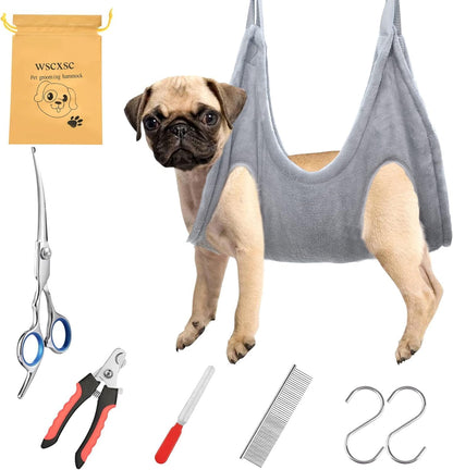 Dog Grooming Kit, Dog Grooming Supplies, Dog Grooming Hammock, Dog Grooming Harness, Dog Nail Clippers, Dog Nail Grinder, Hooks(Pro Version, S)