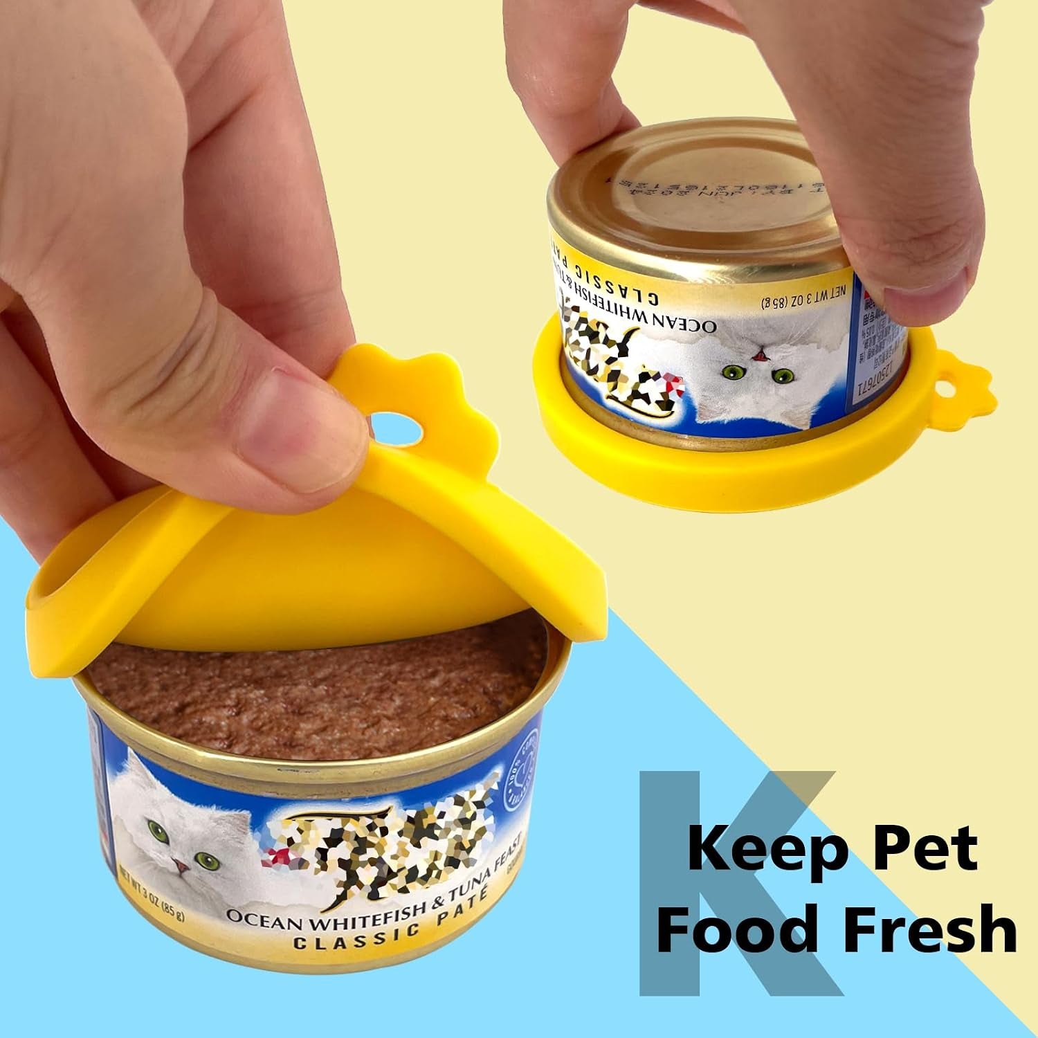 Small Cat Food Can Lids with Cat Food Spoon Set, Silicone Cat Food Can Covers Lids for 3 Oz Cans, Cat Can Opener Spatula Cat Spoon for Wet Food