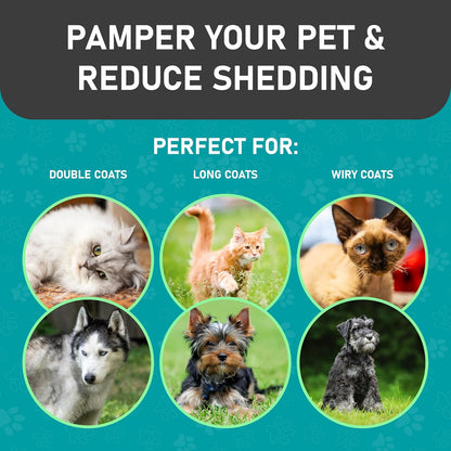 Pet Grooming Brush - Double Sided Shedding and Dematting Undercoat Rake Comb for Dogs and Cats,Extra Wide (C2 - Brush & Comb, Large)