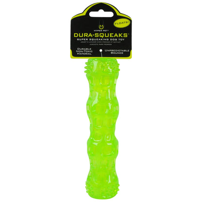 Dura-Squeaks Durable Non-Toxic TPR Bouncing Super Squeaky Dog Toy, Stick, Green