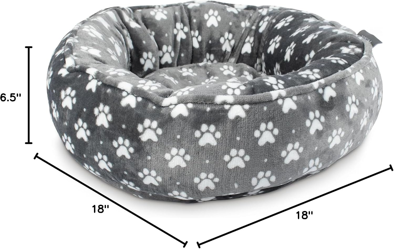 Studio Paw Dot Charcoal Small Circle Microplush Pet Bed 18" - Poly Filled - Machine Washable