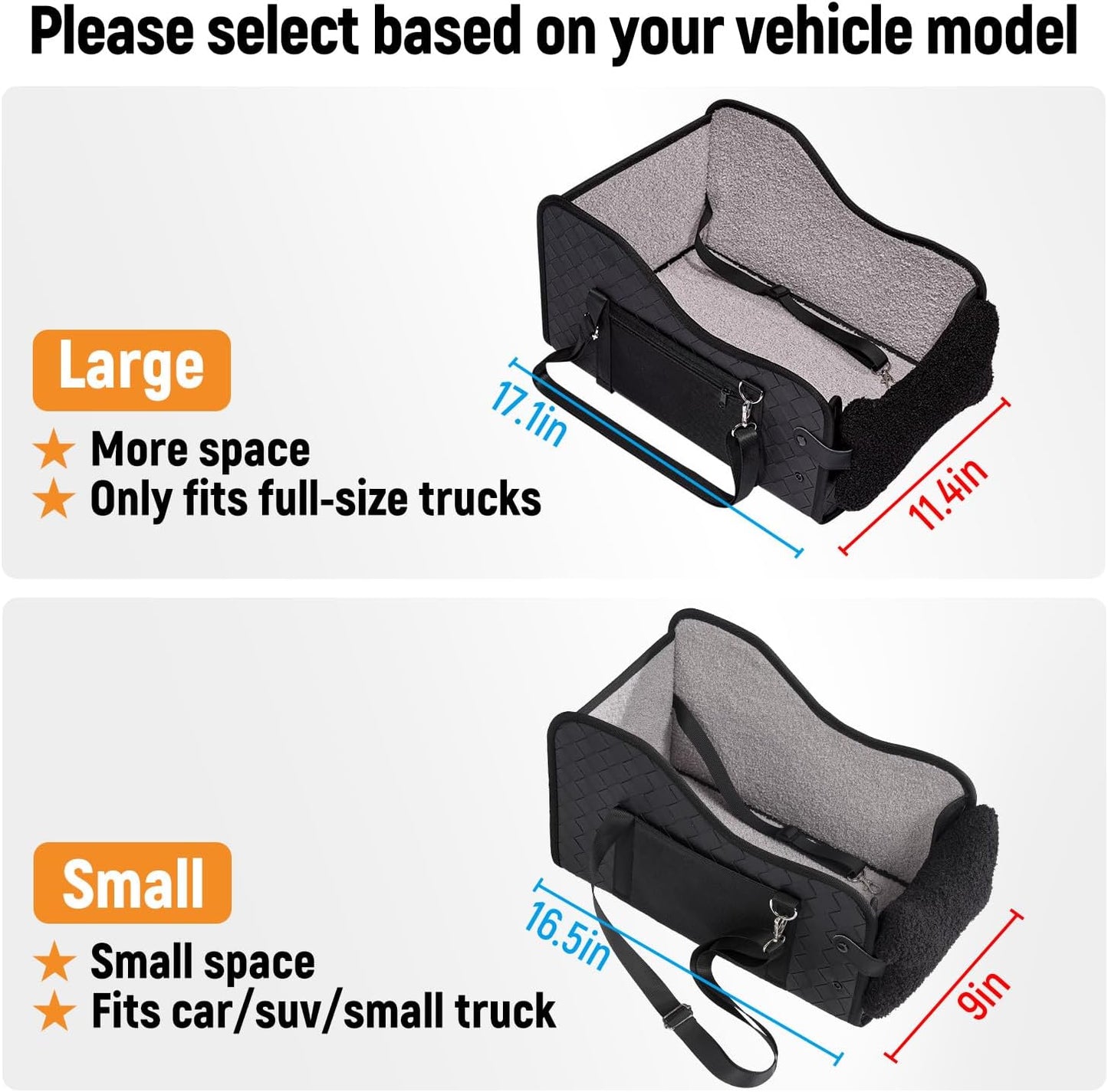 Center Console Dog Car Seat for Small Dogs,Fit for Full Size Truck