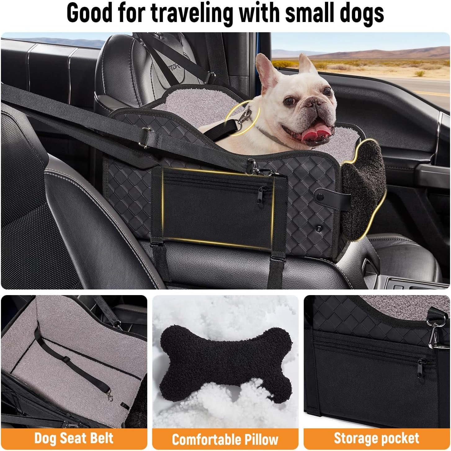 Center Console Dog Car Seat for Small Dogs,Fit for Full Size Truck