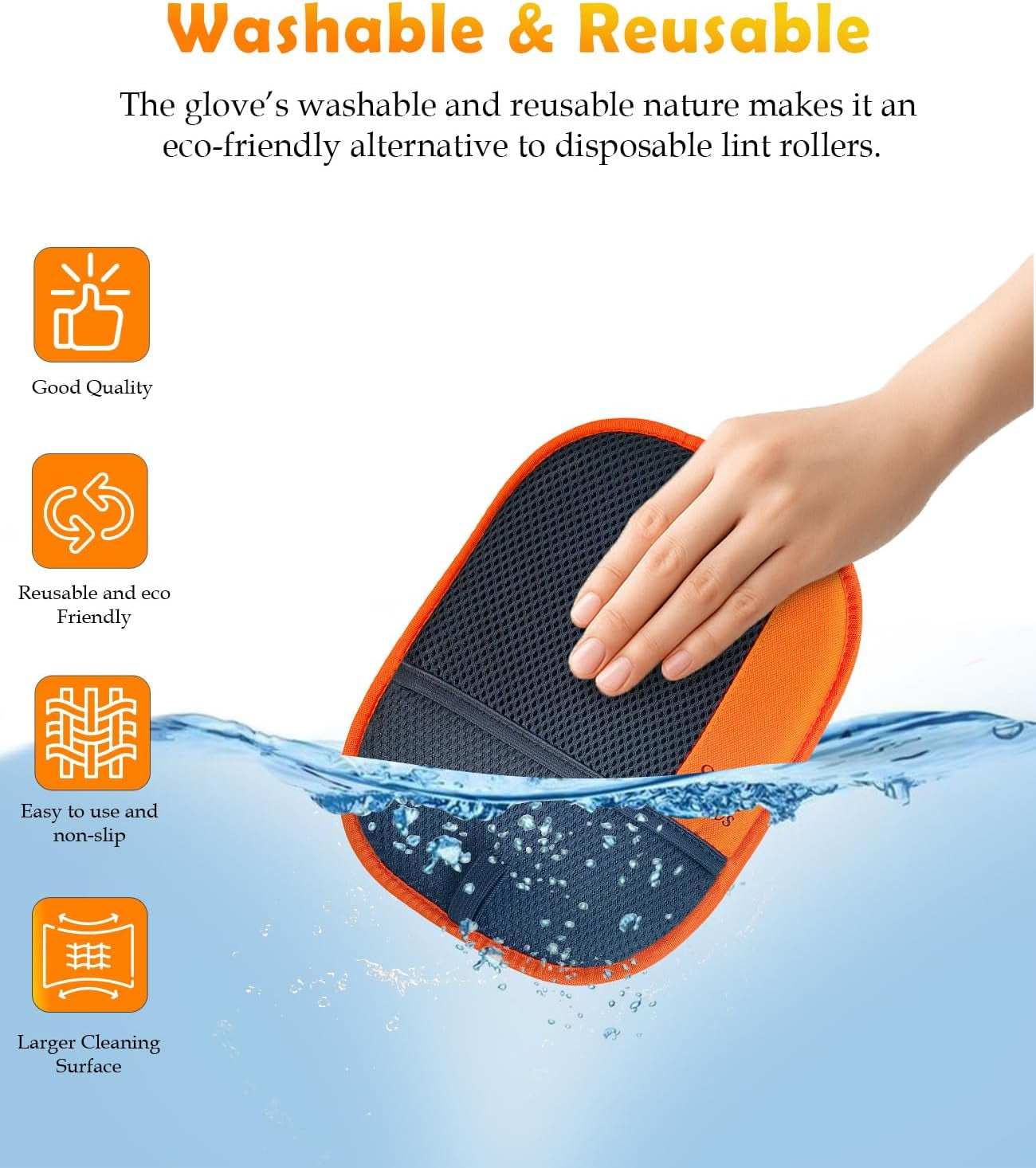 Pet Hair Removal Glove for Furniture & Clothes, Reusable Electrostatic Pet Hair Remover for Couch, Carpet, Bedding & Car Seats, Dog & Cat Grooming Glove, Soft Pet Hair Removal Tool, 1 Pack