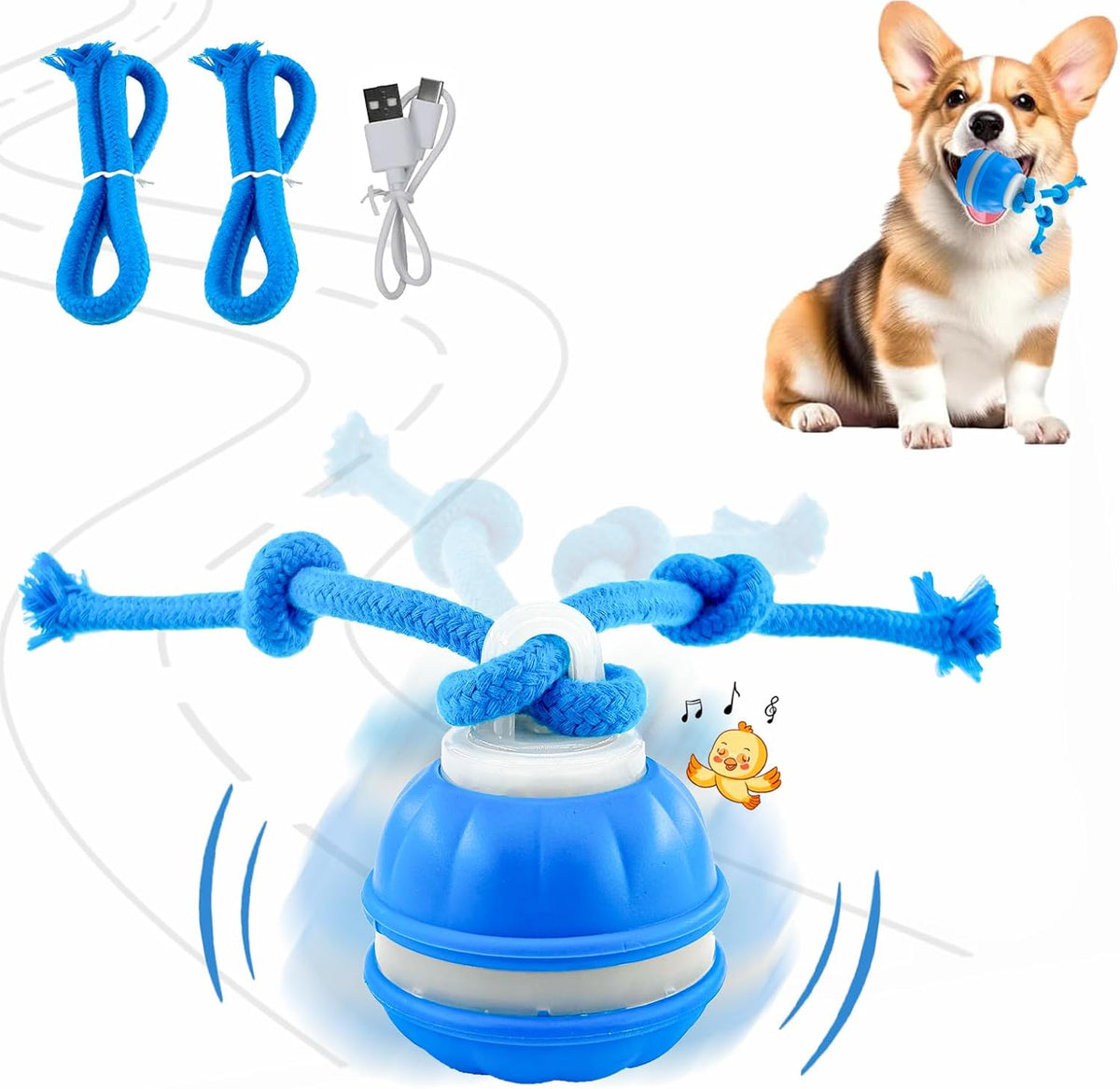P06 Smart Interactive Dog Toys Dog Balls with Rope for Small Medium Dogs