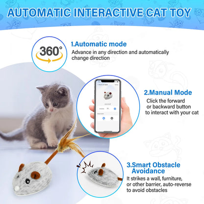 Remote Control Mouse Cat Toy Bluetooth App Control Rechargeable Mouse Toys for Cats Purple