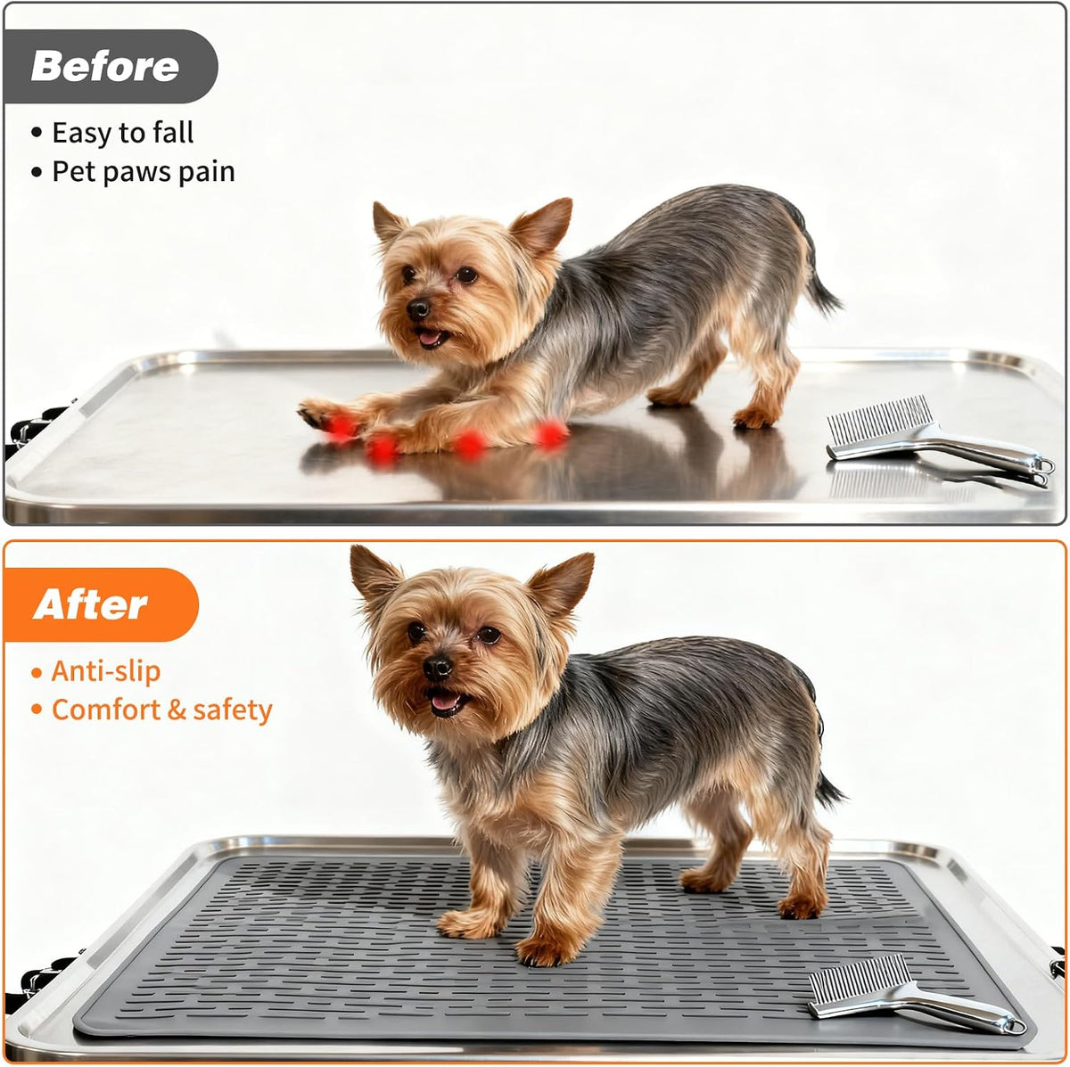 Dog Grooming Table Mat, Non-Slip Silicone Pad, 28 X 19.7 in Grey