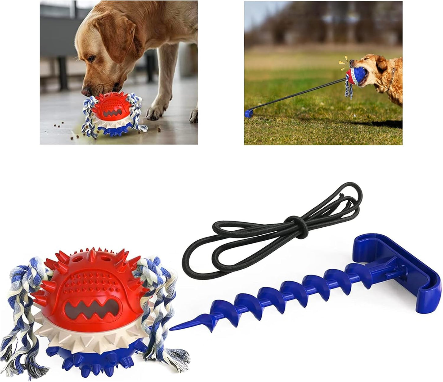 Interactive & Durable Dog Toys Rope & Squeaky Toys for Large & Medium Breeds, with Tough Chew Toys & Teeth Cleaning Benefits for Aggressive Chewers