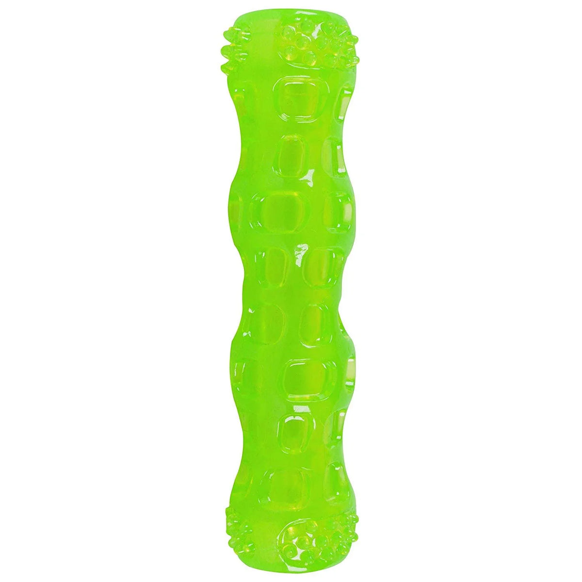 Dura-Squeaks Durable Non-Toxic TPR Bouncing Super Squeaky Dog Toy, Stick, Green