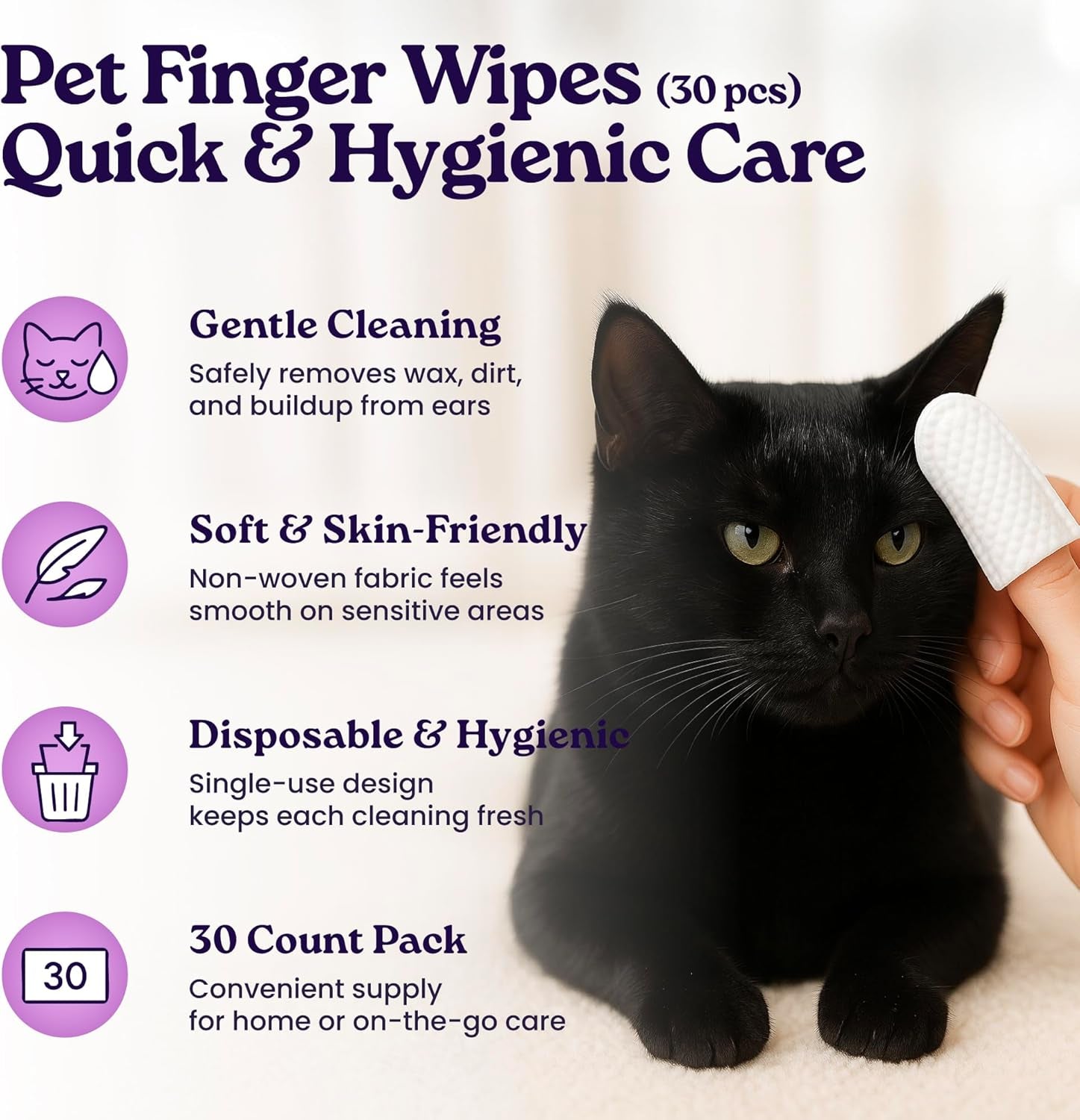 Cat Grooming Kit 6 in 1, Include: Nail Clipper, Brush for Shedding, Wand Toy, Interactive Ball Toy, Bath Brush, Ear Cleaner Finger Wipes (30Ct.), Cat Grooming Supplies, Kitten Supplies