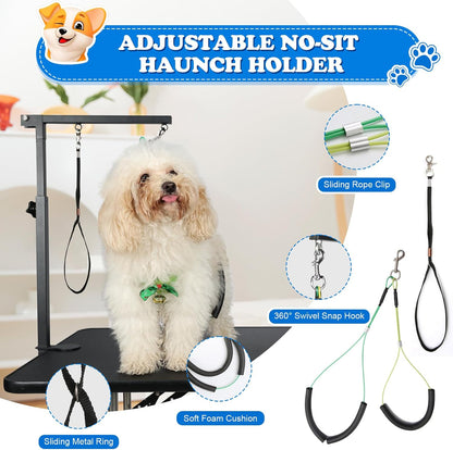Dog Grooming Table Arm with Clamp 32In, Pet Dog Grooming Table for Small Dogs at Home Foldable, Cat Dog Grooming Harness Stand Holder Portable for Trimming Nails, Drying, Haircut