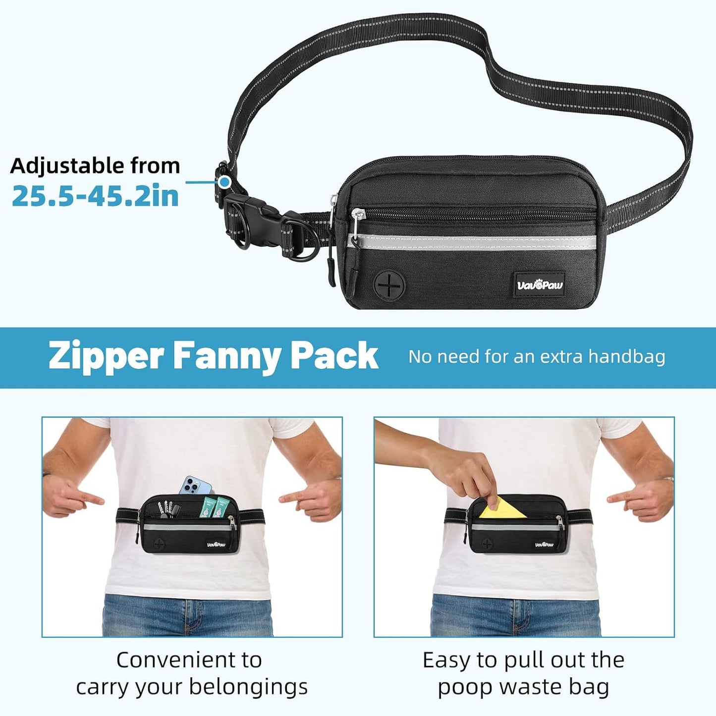 Hands Free Dog Leash for 2 Dogs with Pouch, Dog Walking, 25-120 Lbs