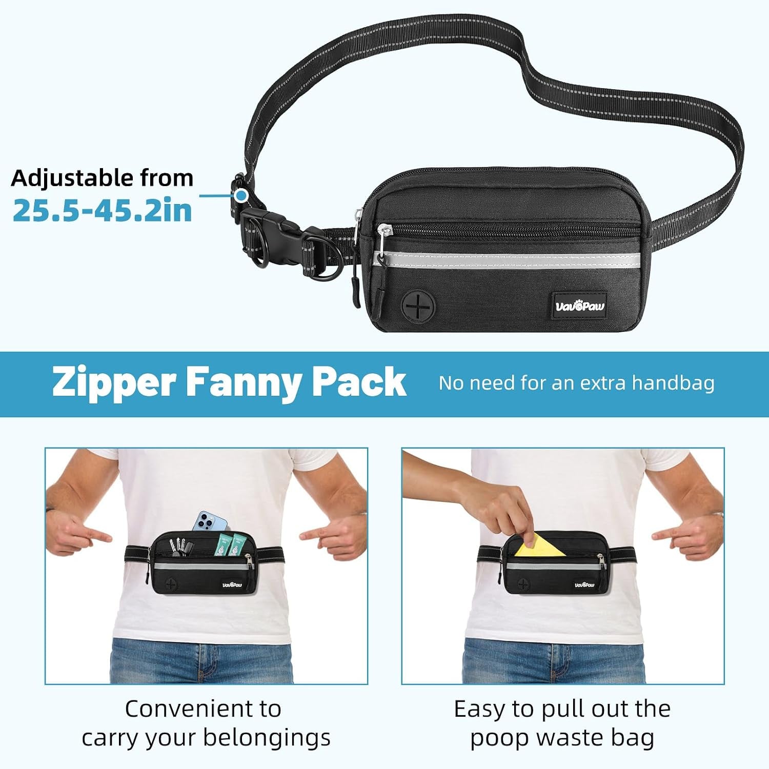 Hands Free Dog Leash for 2 Dogs with Pouch, Dog Walking, 25-120 Lbs